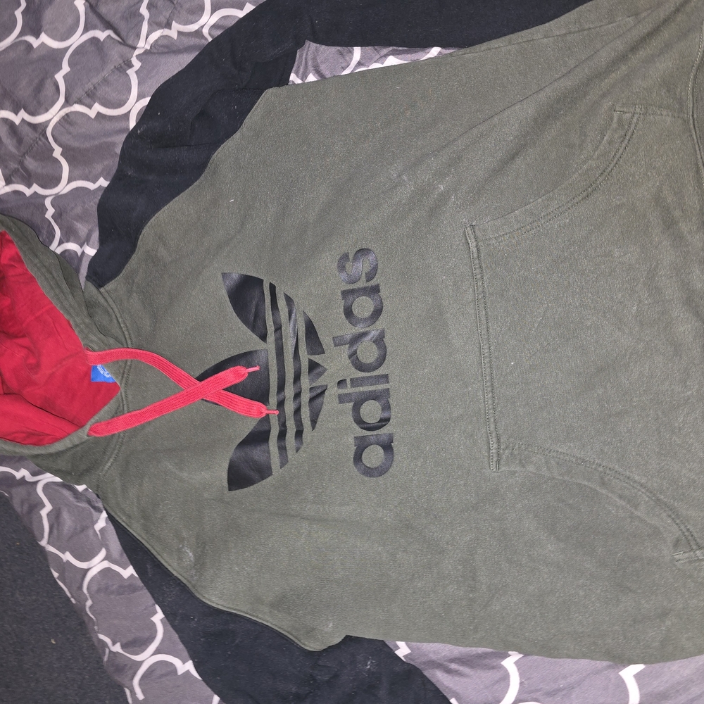 Adidas Green Hoodie with Red Accents